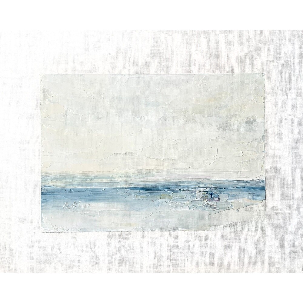 8x10 Original Oil Landscape Painting Abstract Blue Water Coastal Wall Art Signed